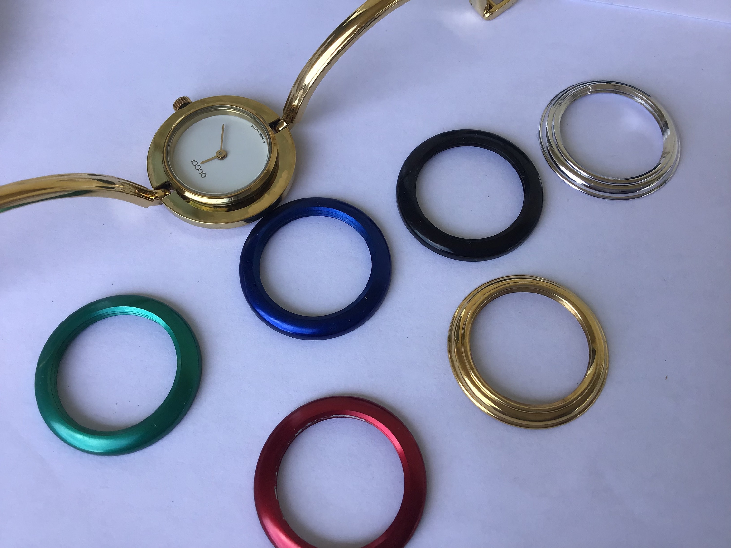 Vintage Gucci Interchangeable Bezel Bangle Watch Used Preowned