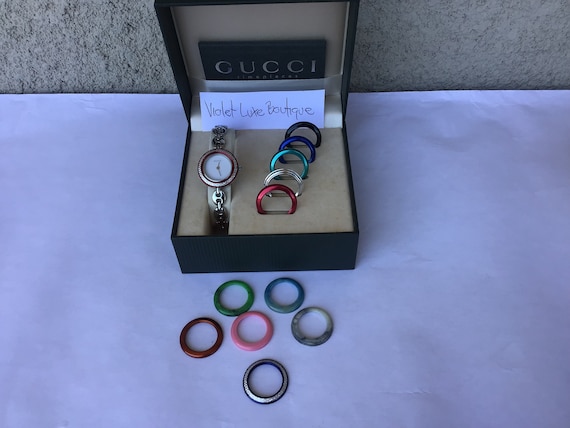 ■ 美品 ■ グッチ GUCCI Change bezel 11/12.2 Read ] GUCCI 11/12.2 Change Bezel Watch Gold Silver Dial Not