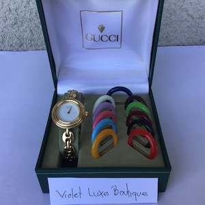 Vintage 1990’s Gucci 11/12.2 Watch Mariners Links Bracelet Gold Tone Near Mint Preowned Condition