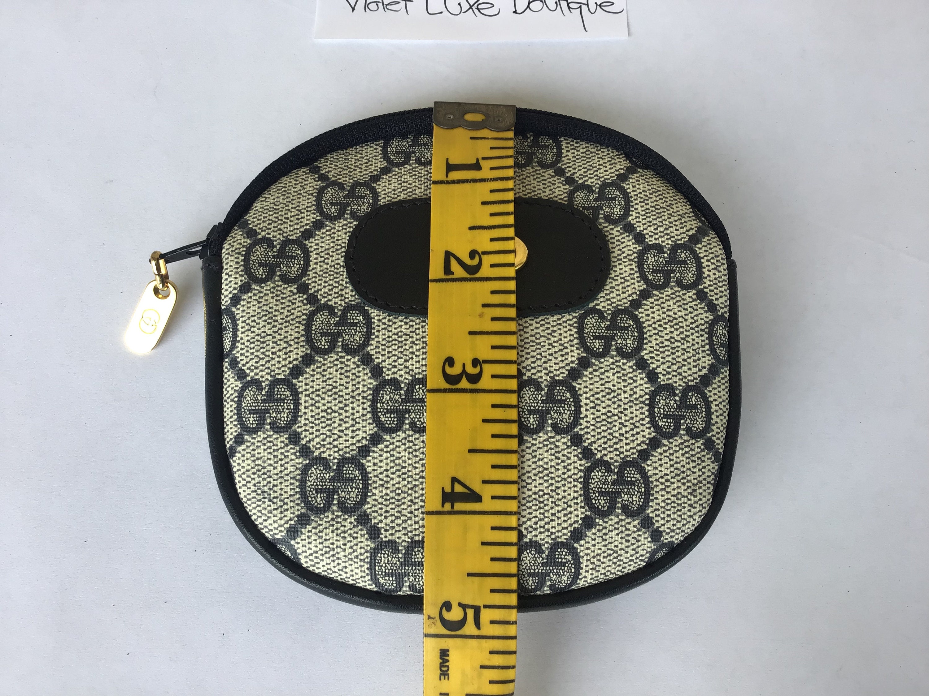 Vintage Gucci Coin Purse Blue Canvas Used Preowned Condition