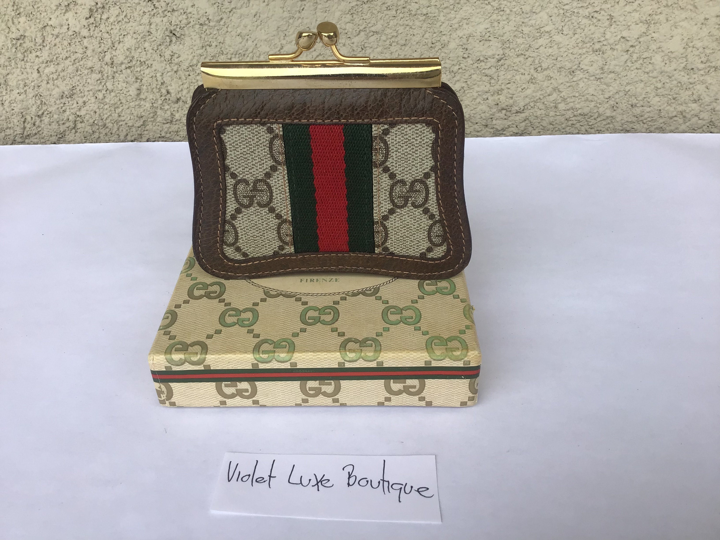 Vintage Gucci Kisslock Coins Purse from 1989 with Original Box and