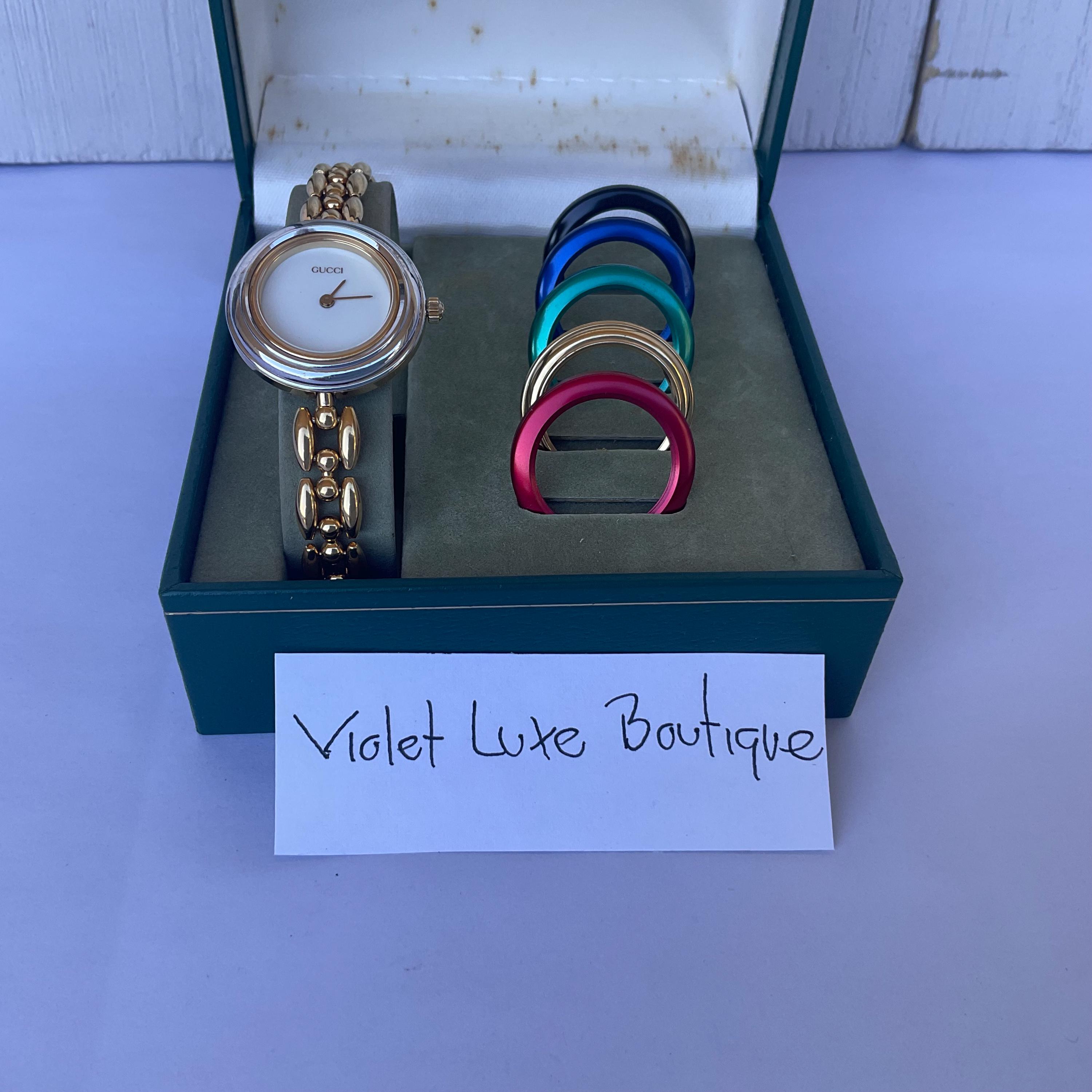 Vintage Gucci 11/12.2 Interchangeable Bezel Watch Gold Plated