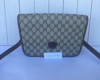 Vintage Gucci Crossbody Bag Brown Canvas Used Preowned Condition