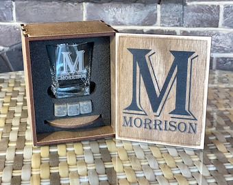 Groomsman Gift, Custom Logo Whiskey Glasses and Whiskey Stones, Birthday Gift For Friend, Fathers Gift, Whiskey Stones for WHISKEY GLASSES