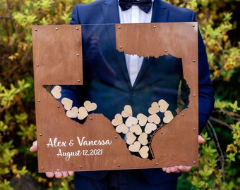 Texas Shape Wedding Guest Book, Wedding Guest Book Alternative