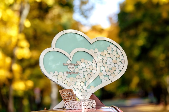 Wedding Guest Book, Double Heart Guestbook, Wedding Guest Book Altrernative, Drop Box Guuest Book, Guest Book Alternative, Guestbook Wedding