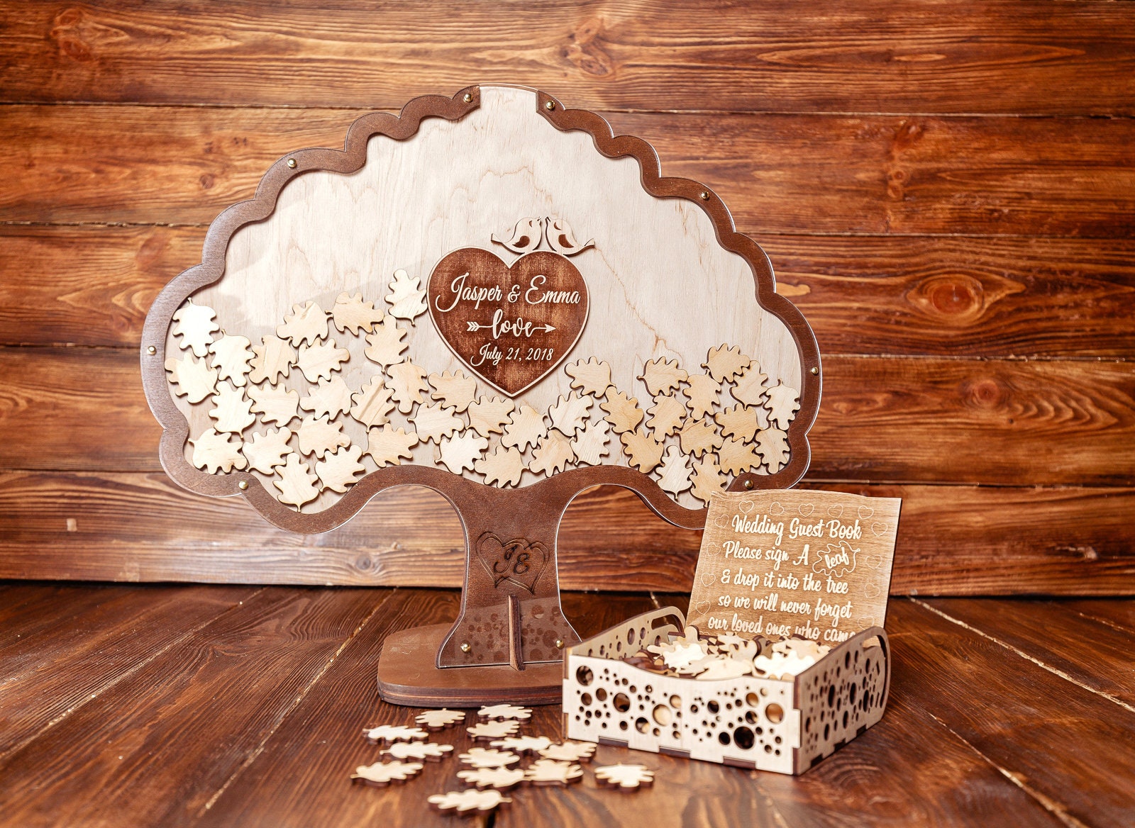Brown Wood Acrylic Tree Guest Book