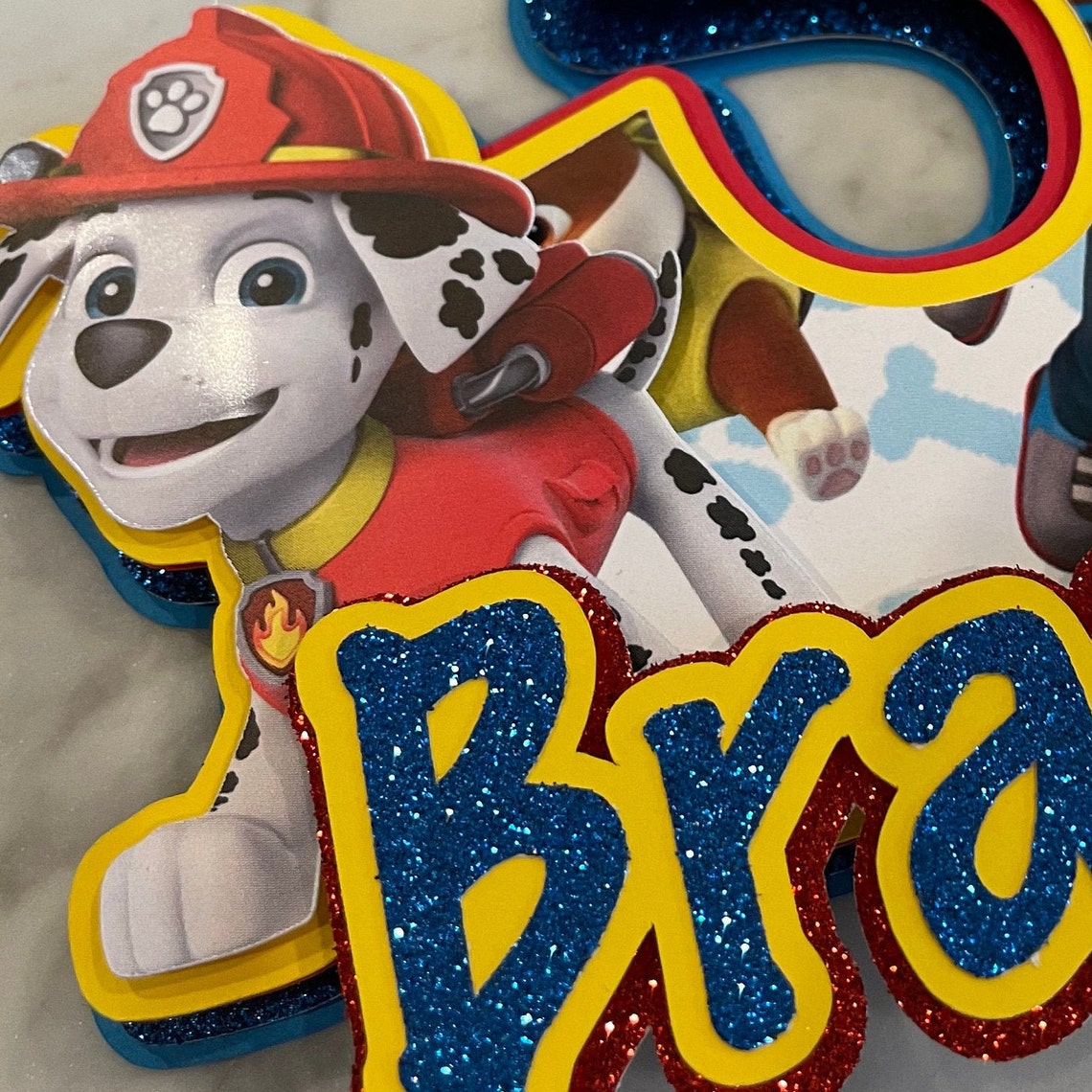 Paw Patrol Cake Topper Naam Paw Patrol Birthday Party Etsy