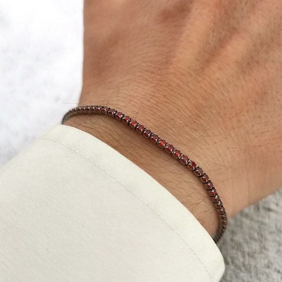 Trilogy Tennis Red Bracelet 3 Mm in Steel With Swarovski Elements