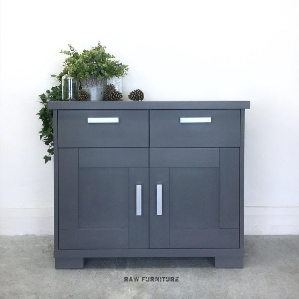 SOLD ~ Oak Sideboard. Hand painted grey sideboard. Storage for your hallway, dining room, lounge.