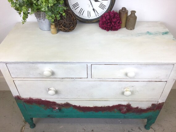 SOLD Chest of Drawers. Hand Painted Annie Sloan Chalk Paint. White