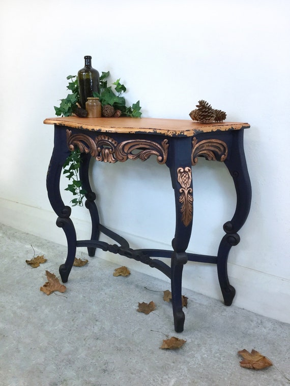 Antique navy console table best sale