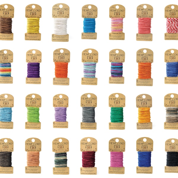 100PCHEMPTIQUE Hemp Ribbon Minicards 34 colours mixed 6 m each