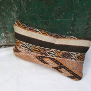 Geschenke für Mama bunt Teppich, langes Kissen Organik Wolle Kissen Teppich, Naturkissen, türkischer Teppich, orienral 20x11inc Kissen.50x27cm