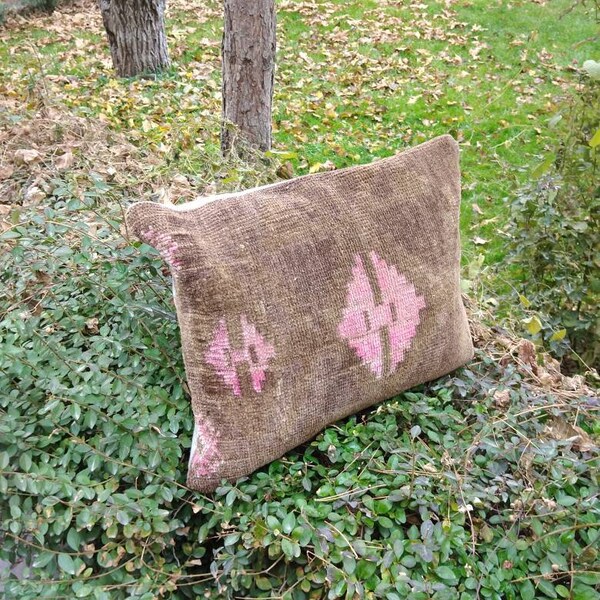 cushion covers 60x45cm/inc.24x18 brown pink cushion wool pillow  cushion  muted  carpet  pillow wool rug