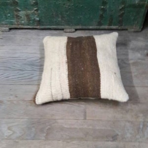 Pequeña alfombra de almohada boho orgánica, almohada natural, alfombra Kilim, alfombra de regalo de 16x16inc, almohada alfombra cristmas organik cojín grande.40x40cm