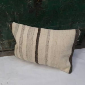 regalos para mamá alfombra lumbar beige, alfombra almohada de lana organik, cojín natural, alfombra turca, almohadas orienral 19x14inc.48x35cm