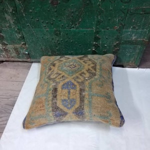 tirar la alfombra de almohada del área de la cuadra, almohada lumbar turca vintage oushak, cojín de la cubierta de lana, almohadas de decoración de 16x16 pulgadas tirar almohada. 40x40cm