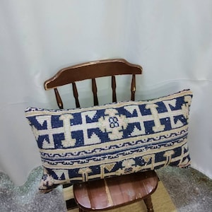 holiday decor pillow 80x40cm lumbar   faded blue green cushion  muted  blue carpet lumbar pillow wool rug