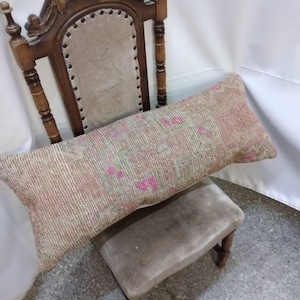 almohada de decoración del hogar 90x35cm rosa apagado lumbar turco oushak lana algodón almohada cojín cubierta