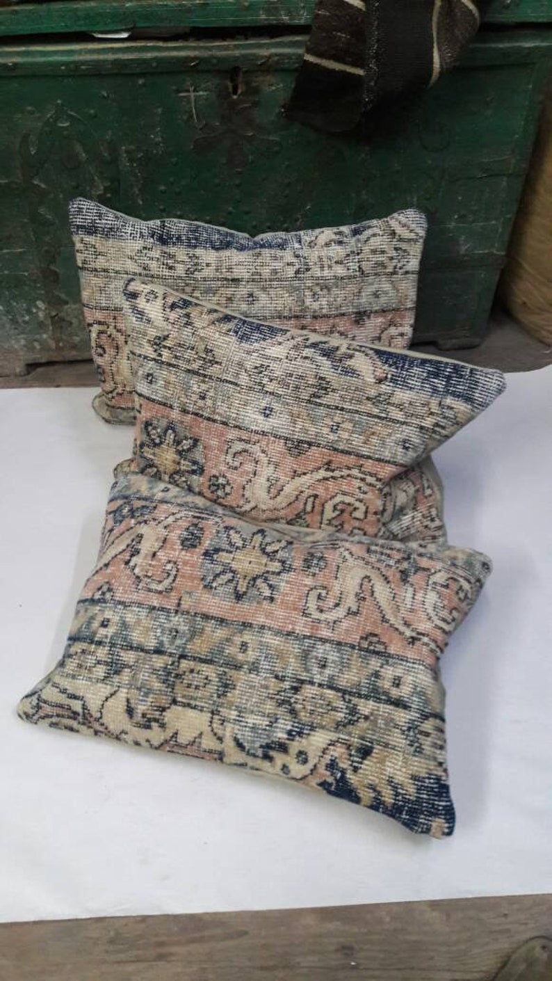 Set of 3 cushion,turkish pillows kilim pillows.throw lumbar pillows.embroidery 14x20inc pillows wool pillow carpet pillow.cm50x35