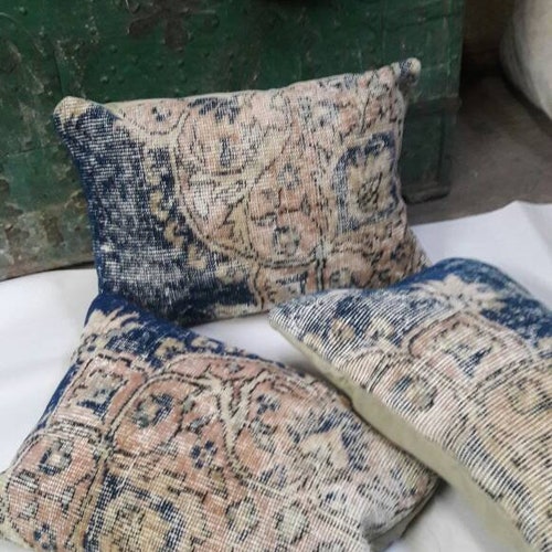 Gifts for her Set shops of 3 cushion rug,turkish pillows, kilim pillows.throw lumbar pillows.14x20inc pillows wool pillow carpet pillow.cm50x35