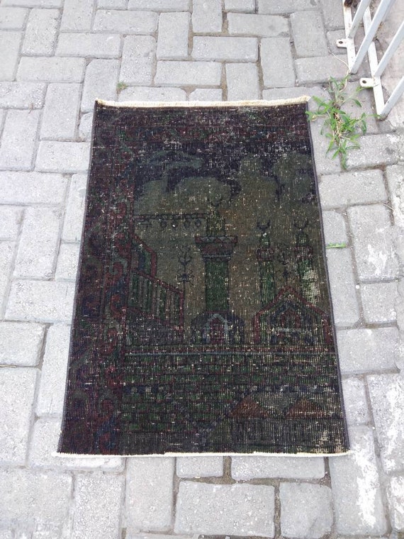 60x90cm/ft.2x3 Small Black Rug Dark Vintage Rug oushak Rug Etsy