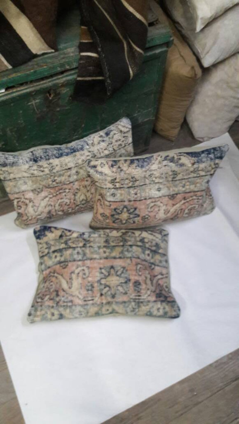 Set of 3 cushion,turkish pillows kilim pillows.throw lumbar pillows.embroidery 14x20inc pillows wool pillow carpet pillow.cm50x35