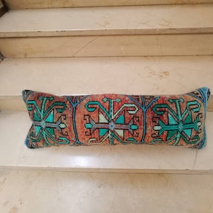 Alfombra de cojín lumbar de 30 * 85 cm, almohada lumbar Vintage turco oushak, cojín de funda de lana, almohadas decorativas almohada