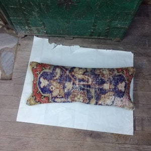 tirar cojín tirar alfombra lumbar estrecha, almohada lumbar turca vintage oushak, cojín de cubierta de lana, almohadas de decoración de 30x12inc almohada de tiro.75x30cm