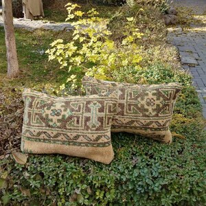 regalos para mamá Twin tirar alfombra de almohada pequeña, almohada turca lumbar vintage oushak, cojín de cubierta de lana, almohadas de 14x20inc almohada de lanzamiento. 50x35cm