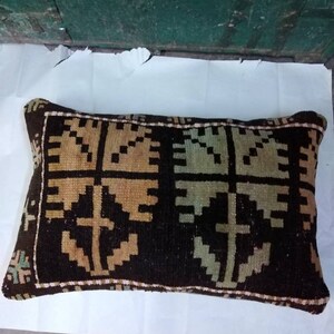 alfombra de almohada boho lumbar marrón, almohada de oushak turco de la vendimia, cojín de la cubierta de lana, decoración 24x15inc almohadas lanzan almohada.60x38cm