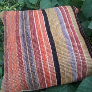 funda de cojín alfombra de cojín a rayas, almohada turca, alfombra de almohada a rayas, alfombras, alfombra vintage alfombra oushak alfombra turca alfombra boho alfombra oushak