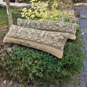 90x35/100x30 cm /ft.35x14/39x12 Alfombra almohada de doble tiro, almohada oushak turca vintage lumbar, cojín de cubierta de lana, almohada de lanzamiento de almohadas.