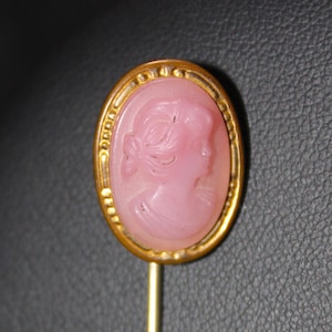 Antique Cameo Stick Pin, Victorian Stick Pin, Vintage Cameo Stick Pin
