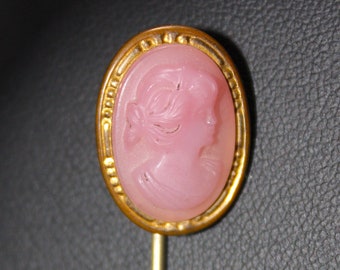 Antique Cameo Stick Pin, Victorian Stick Pin, Vintage Cameo Stick Pin