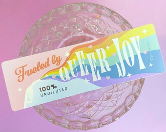 Fueled by Queer Joy Bumper Sticker | Matte Vinyl Sticker, LGBTQIA+, pride gift, mental health awareness, queer pride sticker, self care