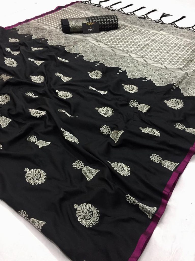 Designer Banarasi ART SILK Bollywood Saree Bridal Christmas Gift Occasional Wear Party Wedding Sari Wear with Running Blouse