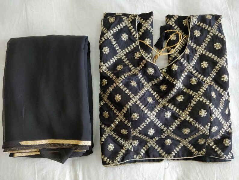 Set of 2 Combo Saree With Stitched Wedding Party Wear Sari Rajasthani Blouse Indian Designer Top Choli Bollywood Ethnic For Women CC1
