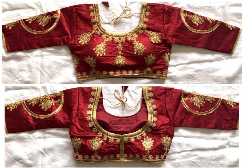 Free Shipping Designer Wedding Saree Embroidered Work Readymade Party Wear Stitched Blouse Crop Sari Top New Banglori Silk For Women