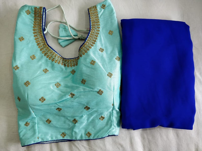 Peacock Saree With Stitched Wedding Party Wear Sari Rajasthani Blouse Indian Designer Top Choli Bollywood Ethnic For Women
