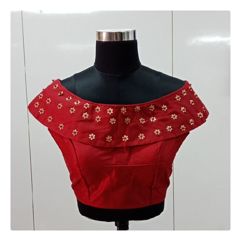 Readymade Wedding Banglori Silk Solid Pattern Choli Stitched Saree Blouse Party Wear Off Shoulder Tunic for Sari Women Crop Top 1pcs