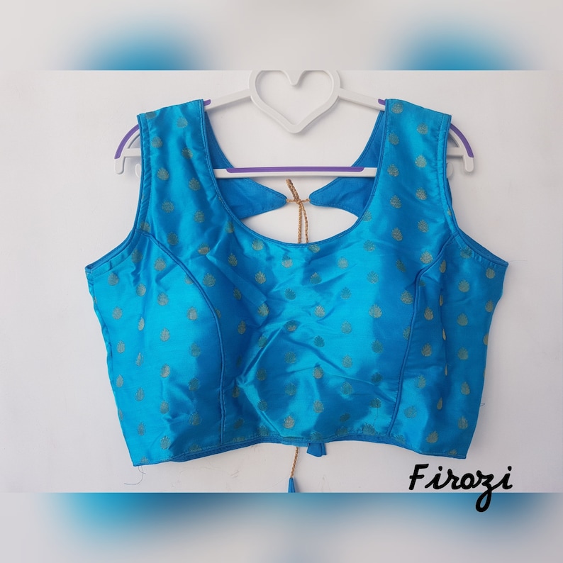 Designer Readymade BUTTA New Banglori Silk Wedding Saree Stitched Blouse Crop Sari Top Work For Women