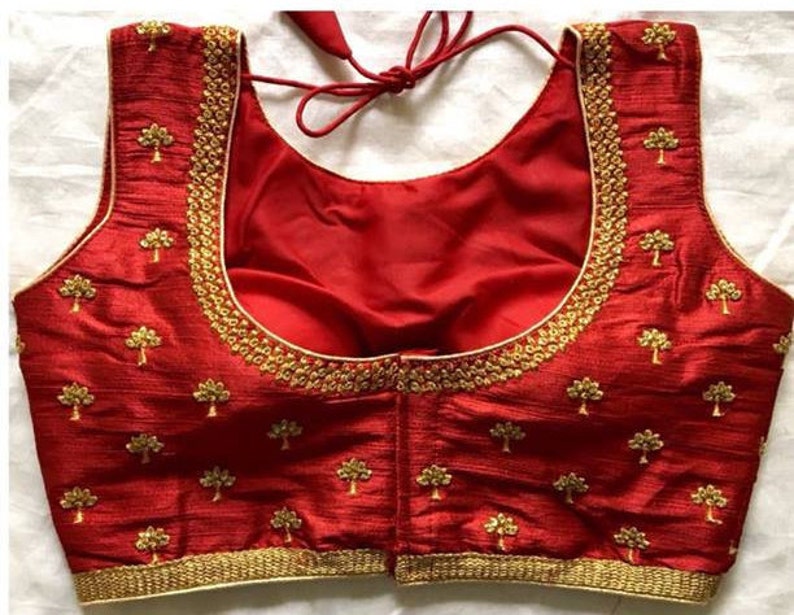MAROON Designer Readymade Butta Work Banglori Silk Wedding Saree Stitched Embroidery Blouse Crop Sari Top Work For Women
