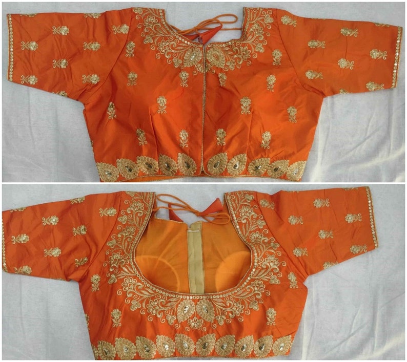 New Designer Rajasthani Heavy Embroidery Readymade Blouse Party Wear Wedding Saree Stitched Crop Sari Top New Banglori Silk Women