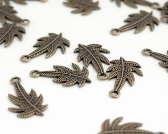 Pendentif de feuille plaqué bronze antique, 10 Pcs Antique Bronze Leaf Finding, 13x22mm, Fournitures de bijoux