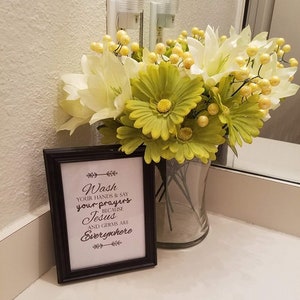 Jesus & Germs Bathroom Decor Quote for Kids, Bathroom Wall Decor for Guest&#39;s Bathroom, Printable Bathroom Quotes, Wash Your Hands Wall Decor