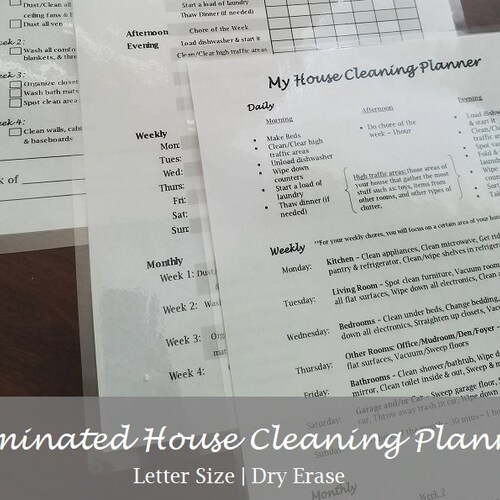 My Laminated House Cleaning Planner Schedule & Checklists Etsy