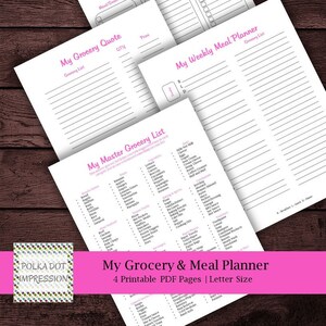 My Pink Lebensmittelgeschäft & Meal Planner, Master Grocery List, Mein Einkaufsplan, PDF Meal Prep, Wochenplanung, PDI SKU P00030