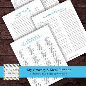 Mein blauer Lebensmittel- und Mahlzeitenplaner, Wöchentliche Essensplanung, Einkaufsliste, Meal Prep Routine, Zitate Einkaufsliste, PDI SKU P00033